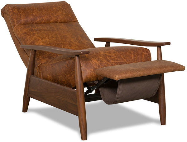 Peter Mid-Century Modern Leather And Wood Recliner Chair