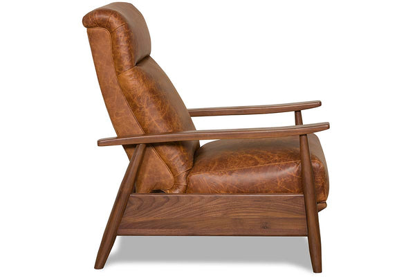 Peter Mid-Century Modern Leather And Wood Recliner Chair