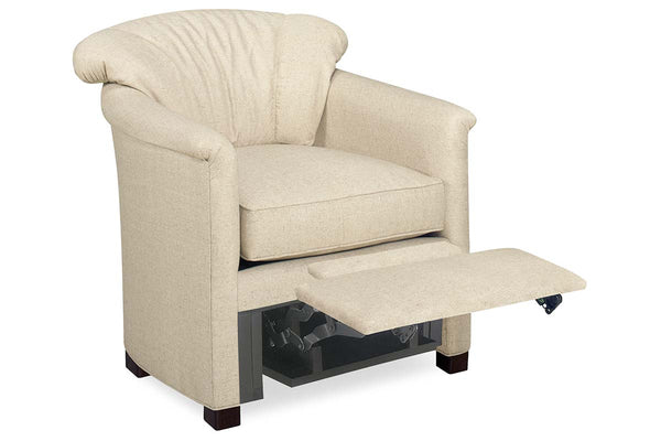 Petra Fabric "Hybrid" Waterfall Pillow Back Barrel Chair With Power Footrest