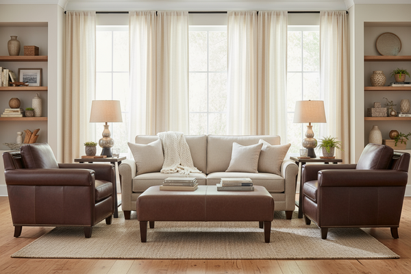 Phillip Transitional Leather 8-Way Hand Tied Furniture Collection