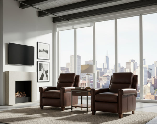 Phillip Leather Pillow Back Recliner Chair