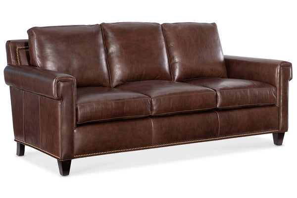 Phillip 82 Inch Transitional Three Cushion Pillow Back Leather Sofa