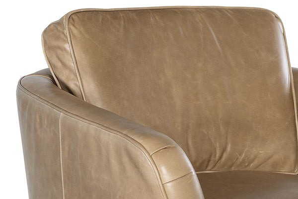 Phineas Transitional Leather Swivel Club Chair