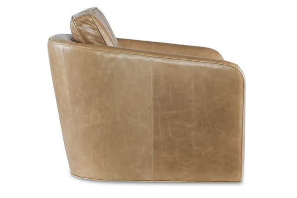Phineas Transitional Leather Swivel Club Chair