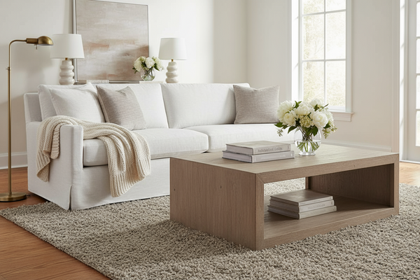 Phoebe 96 Inch Slipcovered "Quick Ship" Track Arm Sofa