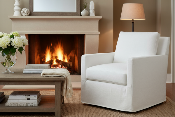 Phoebe Slipcovered **SWIVEL** "Quick Ship" Track Arm Fabric Armchair