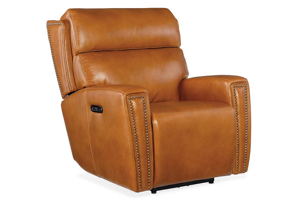 Piers Honey Leather "Quick Ship" Wall Hugger Power Recliner