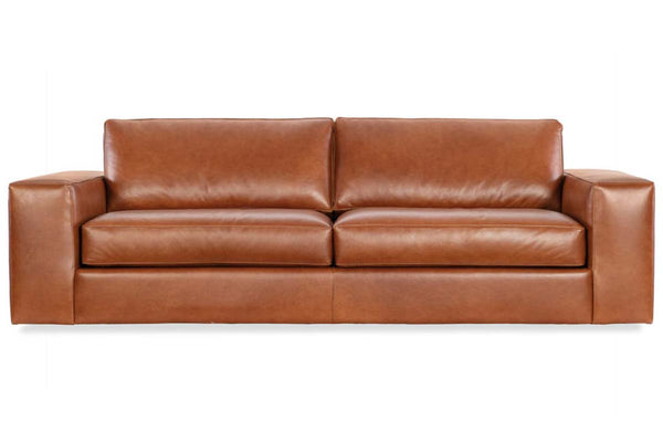 Preston 108 Inch Two Cushion Wide Track Arm Leather Sofa