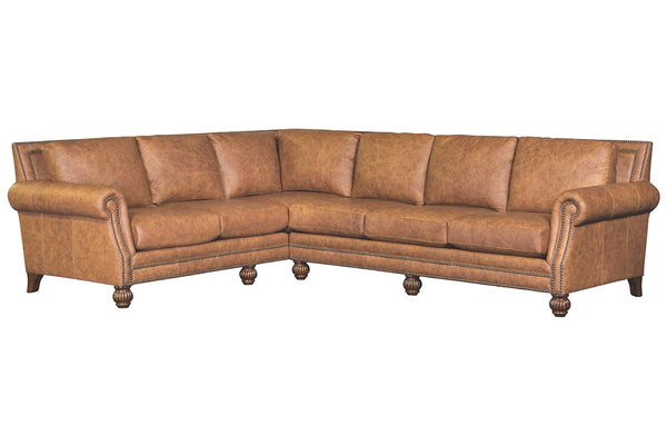Putnam Rolled Arm Leather Sectional Sofa