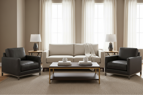 Radcliffe Modern Leather Track Arm Sofa Collection