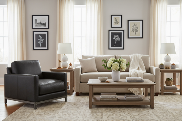 Radcliffe Modern Leather Track Arm Sofa Collection