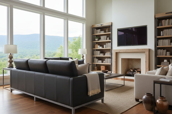 Radcliffe 90 Inch Modern Leather Track Arm Sofa