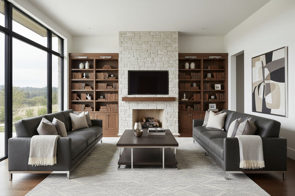 Radcliffe Modern Leather Track Arm Sofa Collection