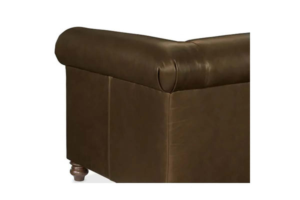 Regal 84 Inch Two Cushion Shelter Arm Leather Sofa