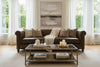 Image of Regal 96 Inch Two Cushion Shelter Arm Leather Sofa