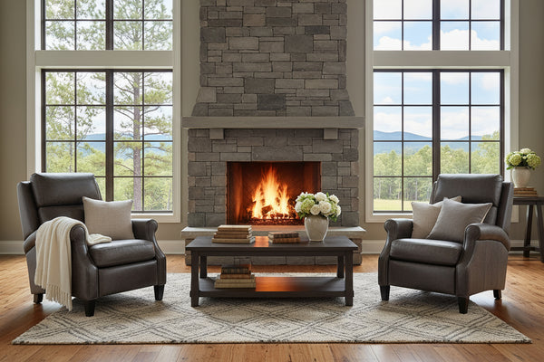 Renny Lead Dual Power "Quick Ship" Leather Transitional Recliner