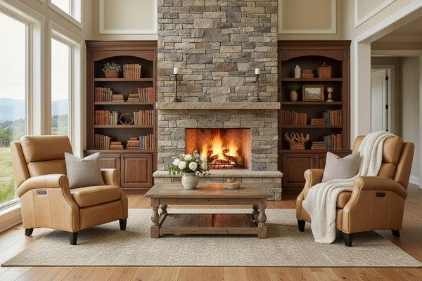 Renny Coin Dual Power "Quick Ship" Leather Transitional Recliner