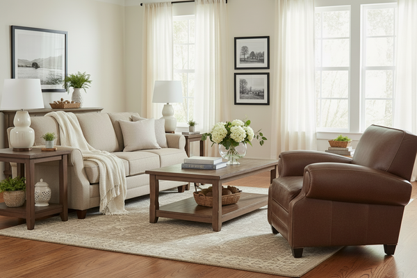 Richmond High End Club Style Leather Couch Set