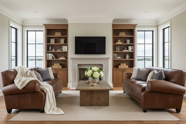 Richmond High End Club Style Leather Couch Set