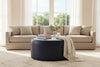 Image of Richter 35 Inch Round Drum Leather Upholstered Cocktail Ottoman