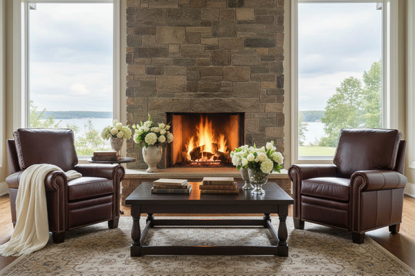 Rockefeller Classic 8-Way Hand Tied Rolled Arm Leather Sofa Collection