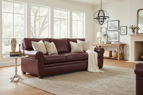 Rockefeller XL 96 Inch 8-Way Hand Tied Traditional Leather Pillowback Sofa - Unwind In A Sanctuary Of Comfort And Unmatched Quality