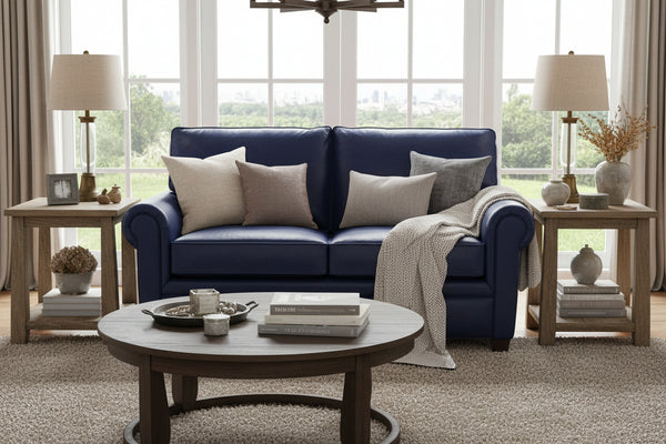 Rockefeller Traditional 8-Way Hand Tied Leather Loveseat