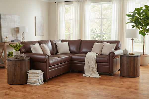 Rockwell Traditional Three Piece Leather Sectional (As Configured)