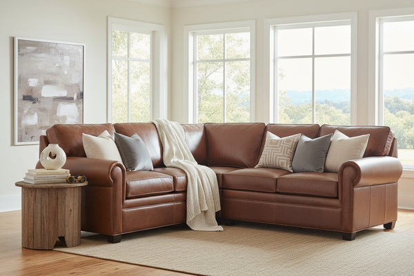 Rockwell Traditional Three Piece Leather Sectional (As Configured)