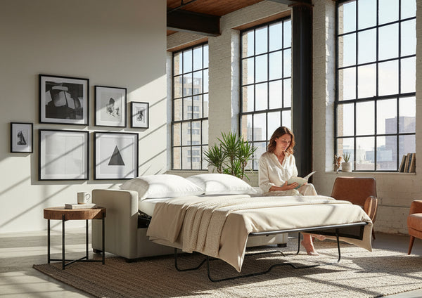 Rowen 77 Inch Leather Contemporary Queen Sleeper Sofa