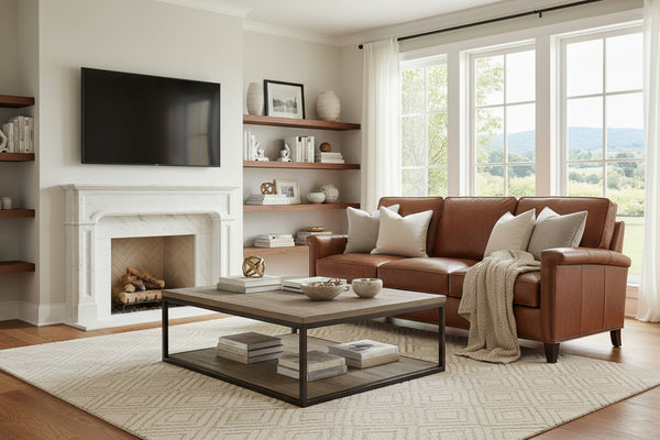 Ryder Transitional Leather 8-Way Hand Tied Furniture Collection