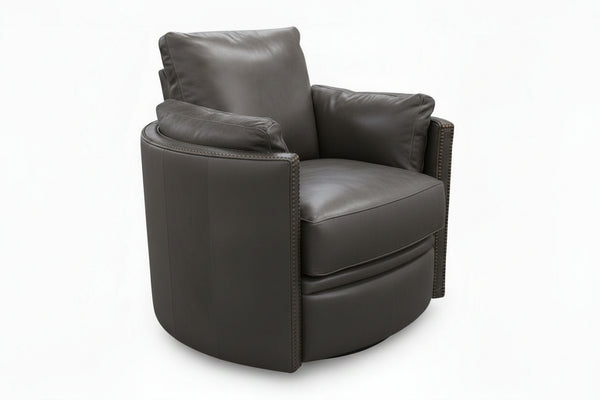 Ryland Barrel Back SWIVEL Leather Recliner