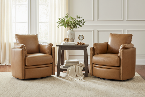 Ryland Barrel Back SWIVEL Leather Recliner