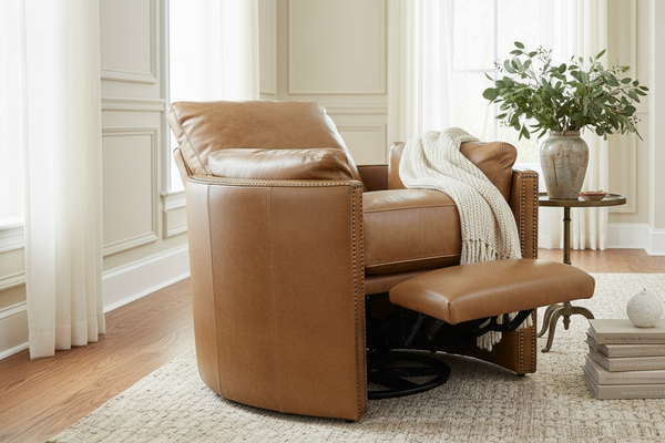 Ryland Barrel Back SWIVEL Leather Recliner