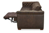 Image of Savion Saddlewood Chesterfield 126 Inch "Quick Ship" Wall Hugger Power Leather Reclining Sofa