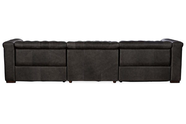 Savion Gravel Chesterfield 124 Inch "Quick Ship" Wall Hugger Power Leather Reclining Sofa