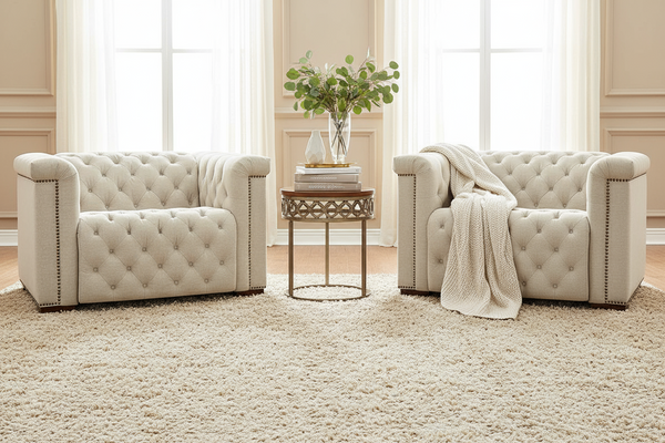 Savion Beach "Quick Ship" Power Chesterfield Fabric Furniture Collection