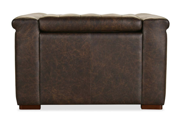 Savion Saddlewood Leather "Quick Ship" Chesterfield Recliner