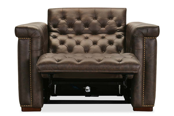 Savion Saddlewood Leather "Quick Ship" Chesterfield Recliner