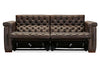 Image of Savion Saddlewood Chesterfield 89 Inch "Quick Ship" Wall Hugger Power Leather Reclining Sofa
