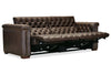 Image of Savion Saddlewood Chesterfield 89 Inch "Quick Ship" Wall Hugger Power Leather Reclining Sofa