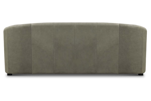 Savona 96 Inch Transitional Barrel Back Leather Track Arm Sofa