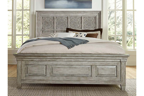 Sawyer Queen Or King Decorative Tile Wood Panel Bed "Create Your Own Bedroom" Collection
