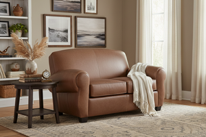Sebastian Distressed Leather Tight Back Club Loveseat