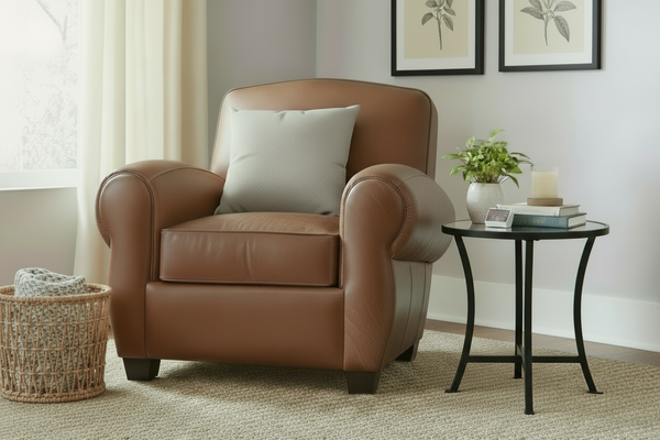 Sebastian Leather Cigar Style Distressed Club Chair