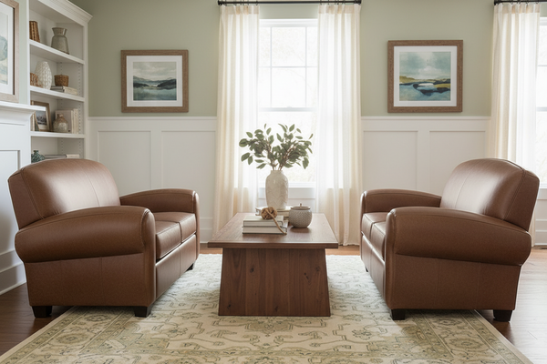 Sebastian Brown Leather Couch Collection