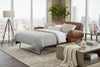 Image of Sebastian 84 Inch 3 Cushion Distressed Leather Queen Sofa Bed