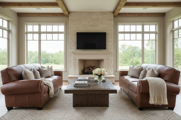 Sebastian Brown Leather Couch Collection