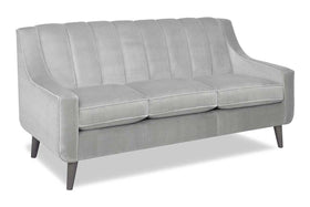 Serafina Modern 72 Inch 8-Way Hand Tied Three Seat Fabric Studio Sofa With Vertically Ribbed Back