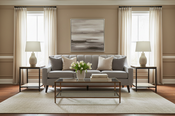 Serafina 82 Inch Modern 8-Way Hand Tied Fabric Sofa With Vertically Ribbed Back